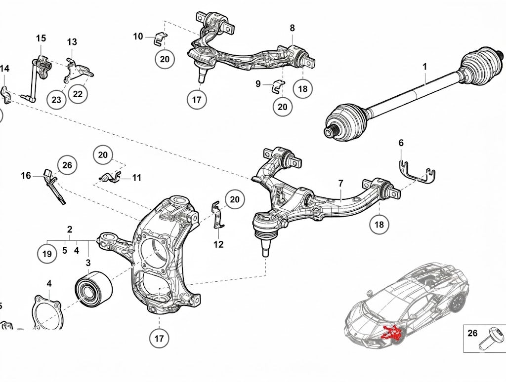 Lamborghini Wheel Bearing Housing OEM 4LA407242A