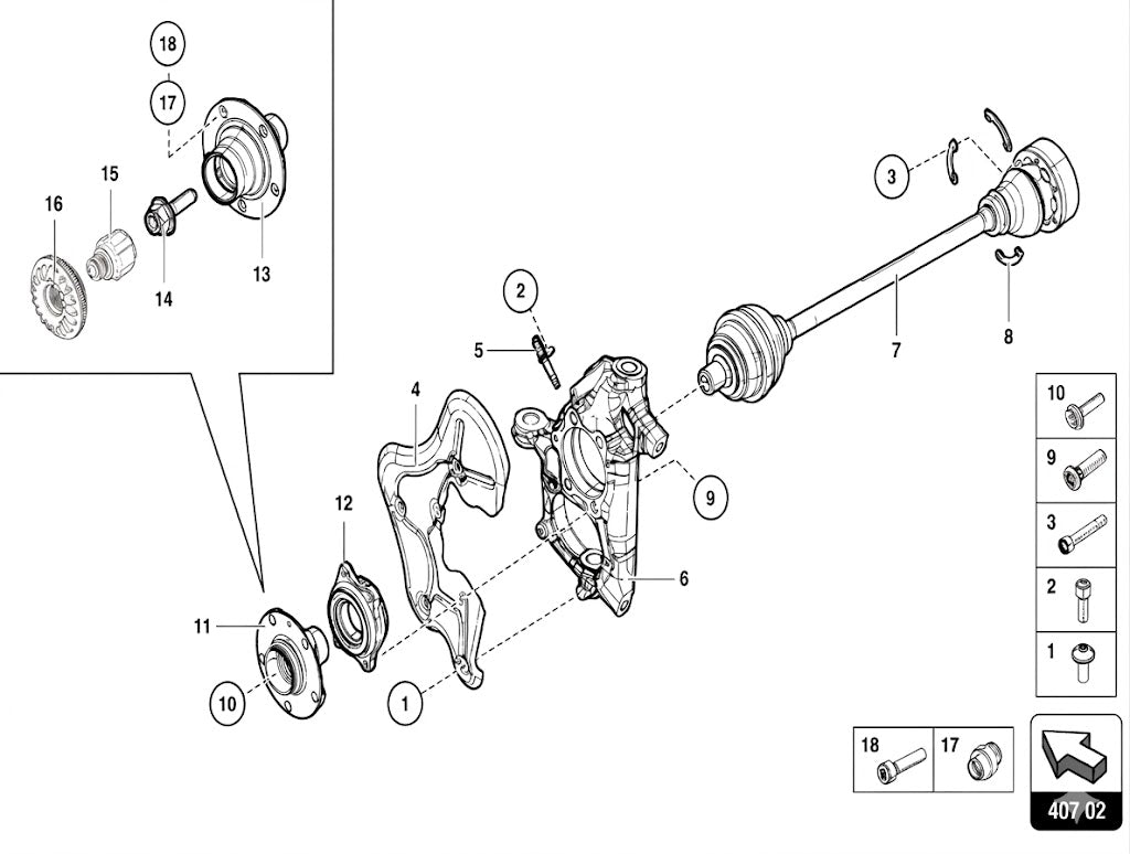 Lamborghini Aventador Front Left Wheel Bearing Housing