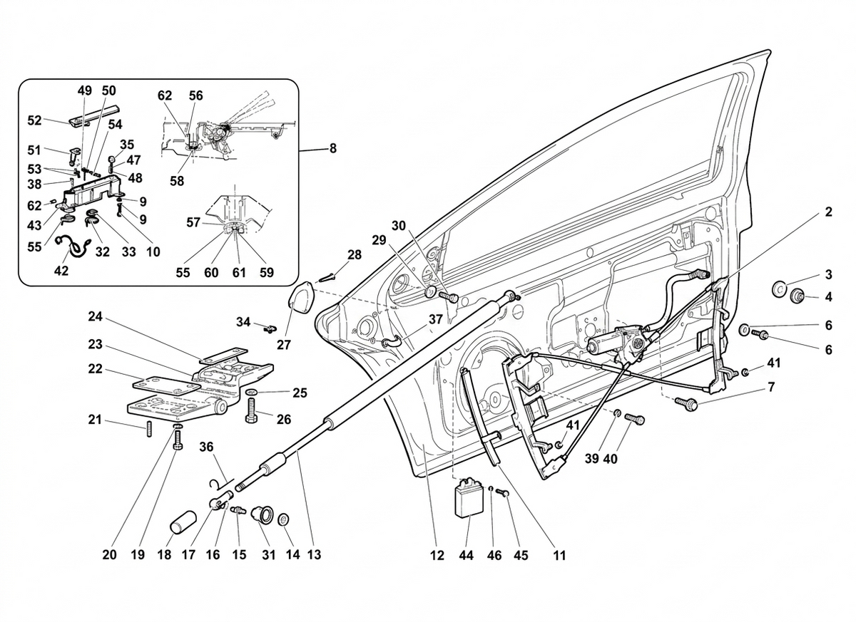 Lamborghini Right Support Upper Suspension Rear for Diablo