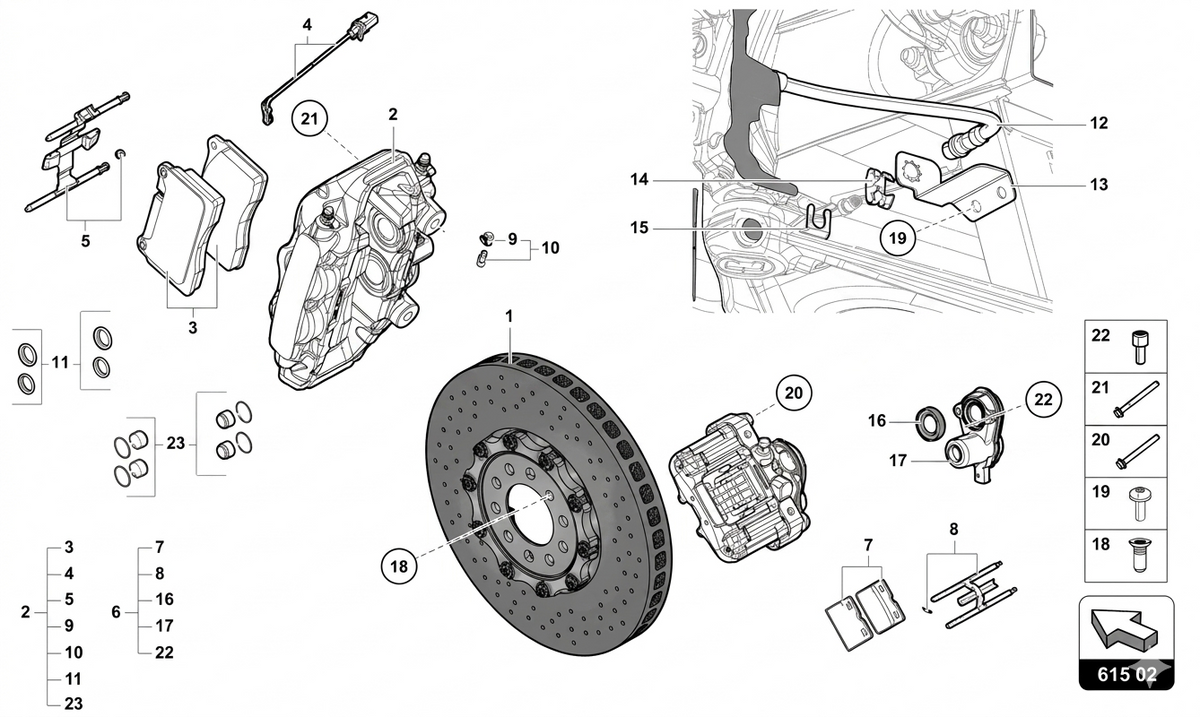 Lamborghini Aventador Brake Caliper Without OEM Pads